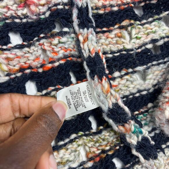 Sundance PM Open Front Cardigan Boho Striped Oversized Knit Melange Sweater - Picture 8 of 10